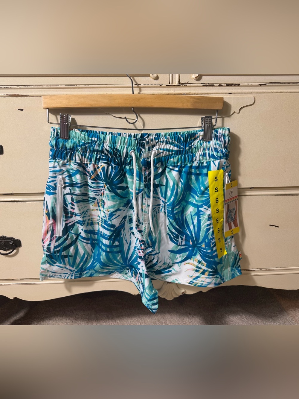 Ocean Pacific Blue Patterned Shorts With Zipper Pockets Size Small NWT